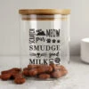 Personalised Glass Cat Treat Jar With Bamboo Lid