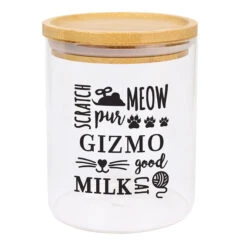 Personalised Glass Cat Treat Jar With Bamboo Lid -Home Furnishings Store p1007e16 4