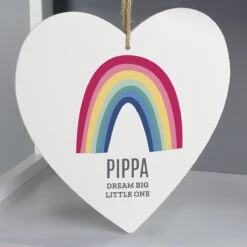 Personalised Rainbow Large Wooden Heart Decoration -Home Furnishings Store p1011e26 2