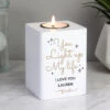 Personalised 'Light Up My Life' White Wooden Tea Light Holder -Home Furnishings Store p1011f09 1