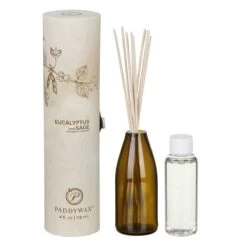 Paddywax Eco Eucalyptus And Sage Green Reed Diffuser -Home Furnishings Store paddywax egfd13eu eco eucalyptus sage green recycled glass reed diffuser 4