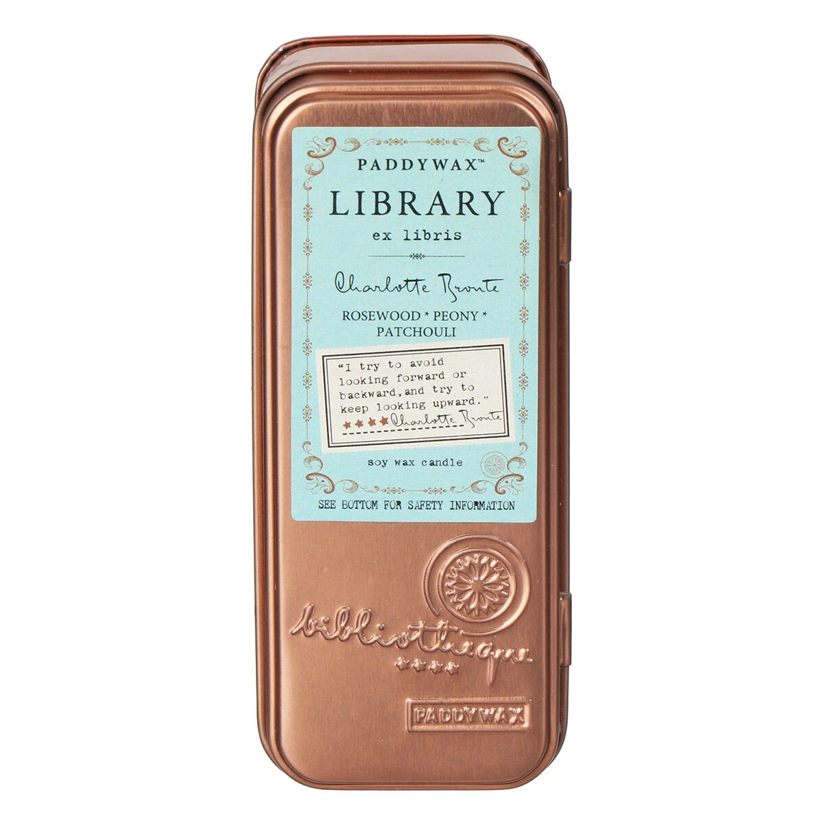 Paddywax Library Charlotte Bronte Travel Tin Soy Candle 5 Paddywax Library Charlotte Bronte Travel Tin Soy Candle - Image 3