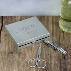 ﻿Personalised Initials Manicure Set -Home Furnishings Store personalised memento company p0104h76 silver manicure set 2