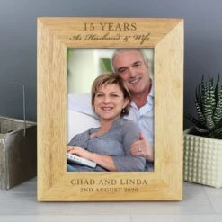 Personalised Anniversary 5 X 7 Wooden Portrait Photo Frame