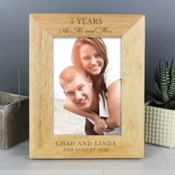 Personalised Anniversary 5 X 7 Wooden Portrait Photo Frame -Home Furnishings Store personalised memento company p0111c23 anniversary 5x7 wooden portrait photo frame 3