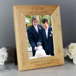 Personalised Anniversary 5 X 7 Wooden Portrait Photo Frame -Home Furnishings Store personalised memento company p0111c23 anniversary 5x7 wooden portrait photo frame 4