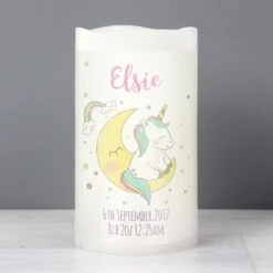 Personalised Baby Unicorn LED Candle -Home Furnishings Store personalised memento company p0409d47 personalised baby unicorn led candle 3