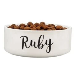 Personalised Medium White Pet Bowl -Home Furnishings Store personalised memento company p0805i22 pet bowl 2