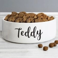 Personalised Medium White Pet Bowl -Home Furnishings Store personalised memento company p0805i22 pet bowl 3