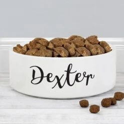 Personalised Medium White Pet Bowl -Home Furnishings Store personalised memento company p0805i22 pet bowl 6