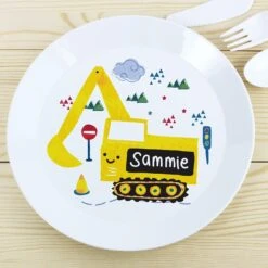 Personalised Plastic Digger Plate -Home Furnishings Store personalised memento company p0813a81 digger plastic plate 4