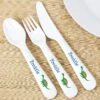 Personalised Dinosaur 3 Piece Plastic Cutlery Set -Home Furnishings Store pmc p0813a14 dinosaur cuttlery 1