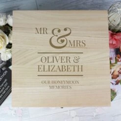 Personalised Mr & Mrs Large Wooden Keepsake Box -Home Furnishings Store pmc p1014a54 mr and mrs wooden box 4 1