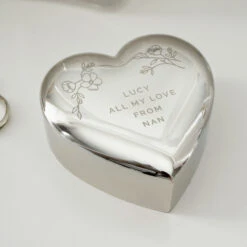 Personalised Floral Free Text Heart Trinket Box -Home Furnishings Store pmc personalised p0102z22 floral free text heart trinket box 04