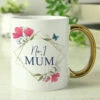 Personalised Geometric Floral Gold Handle Mug -Home Furnishings Store pmc personalised p0805n44 geometic floral gold handle mug 01