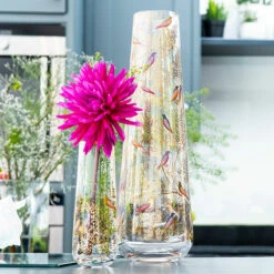 Sara Miller Chelsea Gold Single Stem 16cm Glass Vase -Home Furnishings Store portmeirion sara miller vases lifestyle 3 1