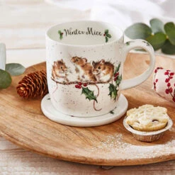 Wrendale ‘Winter Mice’ Christmas Mouse Mug And Coaster Set -Home Furnishings Store portmeirion wnmz3943 xg wrendale winter mice mug and coaster set lifestyle 2 1