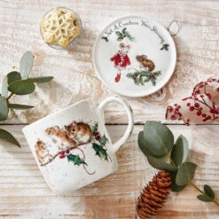 Wrendale ‘Winter Mice’ Christmas Mouse Mug And Coaster Set -Home Furnishings Store portmeirion wnmz3943 xg wrendale winter mice mug and coaster set lifestyle 3 1