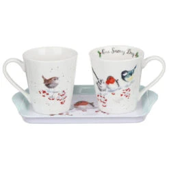 Wrendale One Snowy Day 3 Piece Christmas Mug And Tray Set