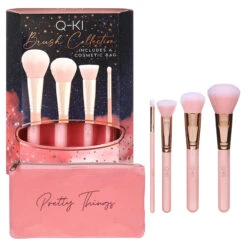 Rainbow Cosmetics Q-KI 4 Makeup Brush And Cosmetic Bag