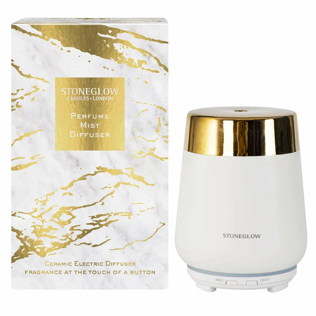 Stoneglow Luna White & Gold Ceramic Perfume Mist Diffuser 3 Stoneglow Luna White & Gold Ceramic Perfume Mist Diffuser