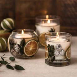 Stoneglow Seasonal Collection - Eucalyptus & Lime Gel Vase Candle -Home Furnishings Store stoneglow 703310 seasonal sensations eucalypus lime candle tumbler 02 ls