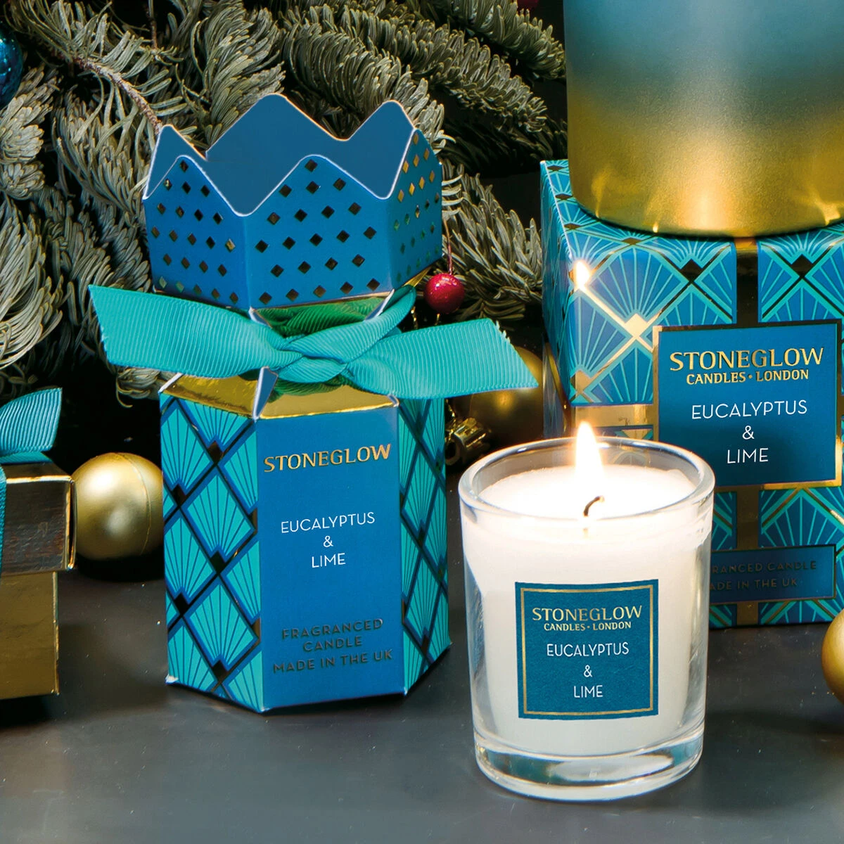 Stoneglow Seasonal Collection - Eucalyptus & Lime Cracker Votive Candle 4 Stoneglow Seasonal Collection - Eucalyptus & Lime Cracker Votive Candle - Image 2