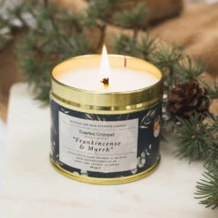 Toasted Crumpet ‘Frankincense & Myrrh’ Robin & Eucalyptus Christmas Tin Candle -Home Furnishings Store tc20 toasted crumpet frankincense myrrh robin eucalyptus christmas tin candle 1