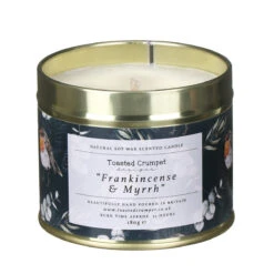 Toasted Crumpet ‘Frankincense & Myrrh’ Robin & Eucalyptus Christmas Tin Candle
