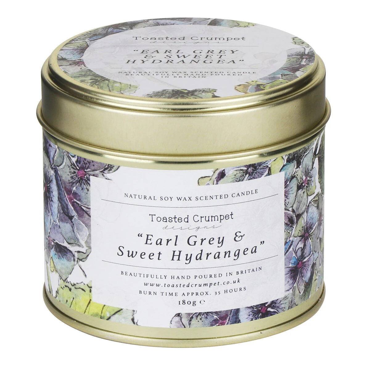 Toasted Crumpet Earl Grey & Sweet Hydrangea Tin Candle 3 Toasted Crumpet Earl Grey & Sweet Hydrangea Tin Candle