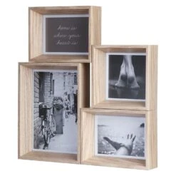 Temptation Deep Edge Beech Collage Frame With Four Displays -Home Furnishings Store temptation gifts tg13005 four collage beech frame 2