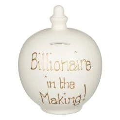 Temptation ‘Billionaire In The Making!’ Gold On Cream Money Pot