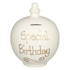 Temptation ‘Special Birthday’ Gold On Cream Money Pot