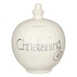 Temptation ‘Christening’ Silver On Cream Money Pot