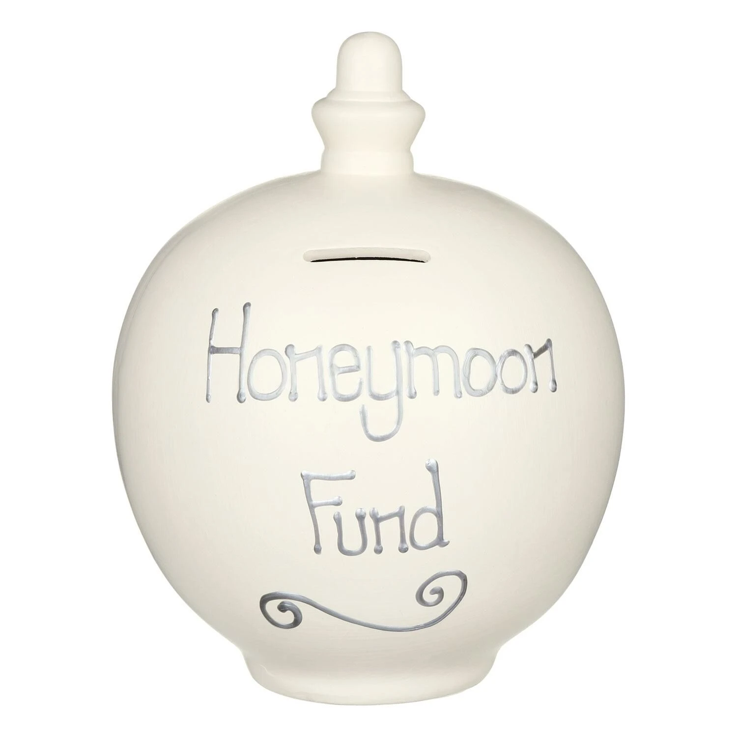 Temptation ‘Honeymoon Fund’ Silver On Cream Money Pot 3 Temptation ‘Honeymoon Fund’ Silver On Cream Money Pot