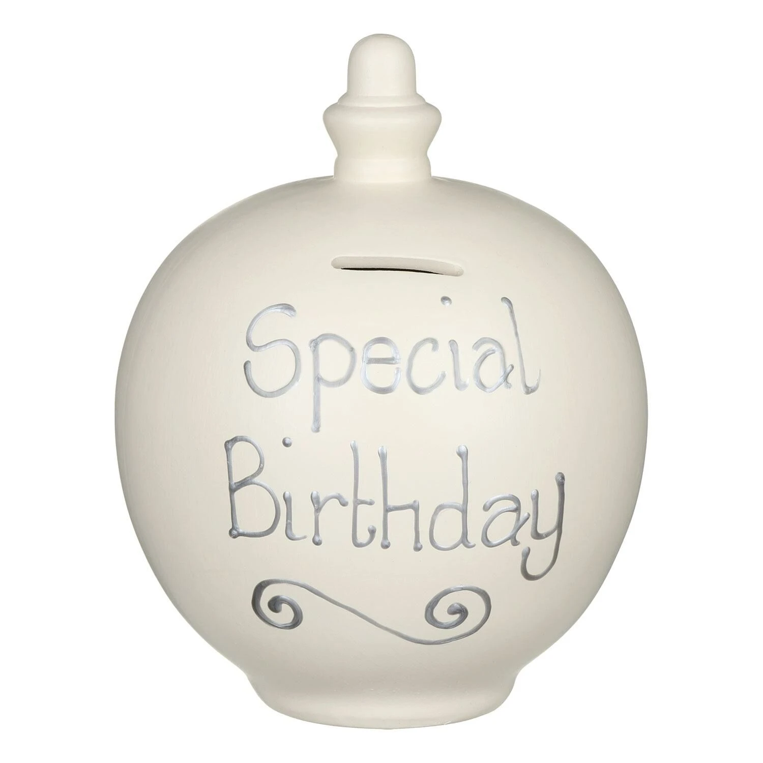 Temptation ‘Special Birthday’ Silver On Cream Money Pot 3 Temptation ‘Special Birthday’ Silver On Cream Money Pot