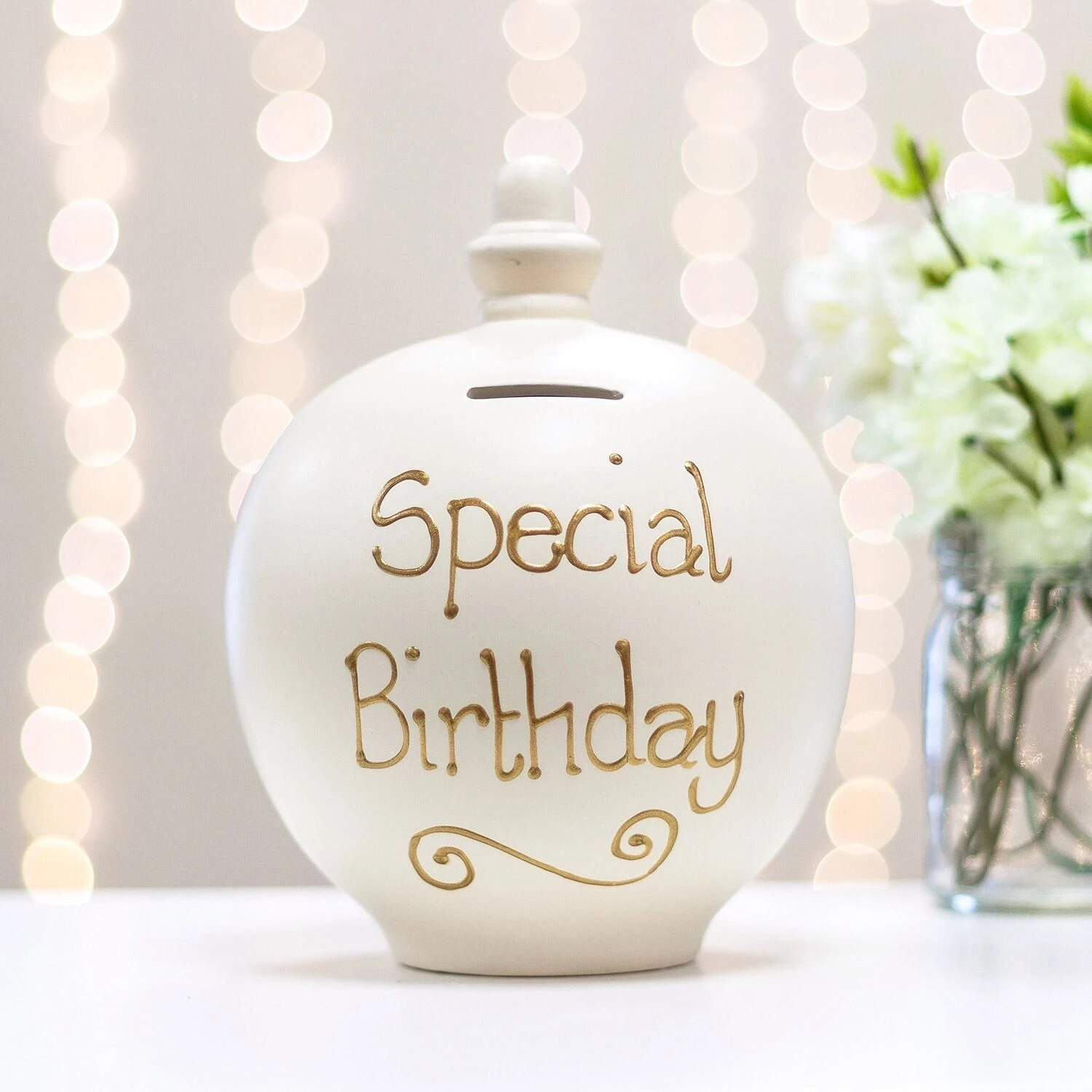 Temptation ‘Special Birthday’ Gold On Cream Money Pot 4 Temptation ‘Special Birthday’ Gold On Cream Money Pot - Image 2
