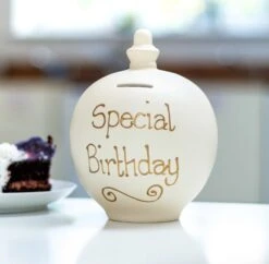 Temptation ‘Special Birthday’ Gold On Cream Money Pot 7 Temptation ‘Special Birthday’ Gold On Cream Money Pot -Home Furnishings Store temptation money pots special birthday small gold 1