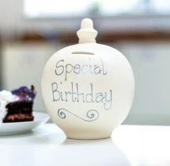 Temptation ‘Special Birthday’ Silver On Cream Money Pot 7 Temptation ‘Special Birthday’ Silver On Cream Money Pot -Home Furnishings Store temptation money pots special birthday small silver 1