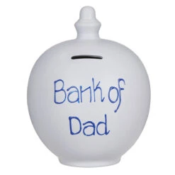 Temptation ‘Bank Of Dad’ Blue On Grey Money Pot