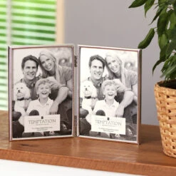 Temptation Silver-Plated Narrow Ribbed Double Frame 5x7