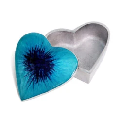 Tilnar Art Azeti Brushed Aqua Heart Trinket Box