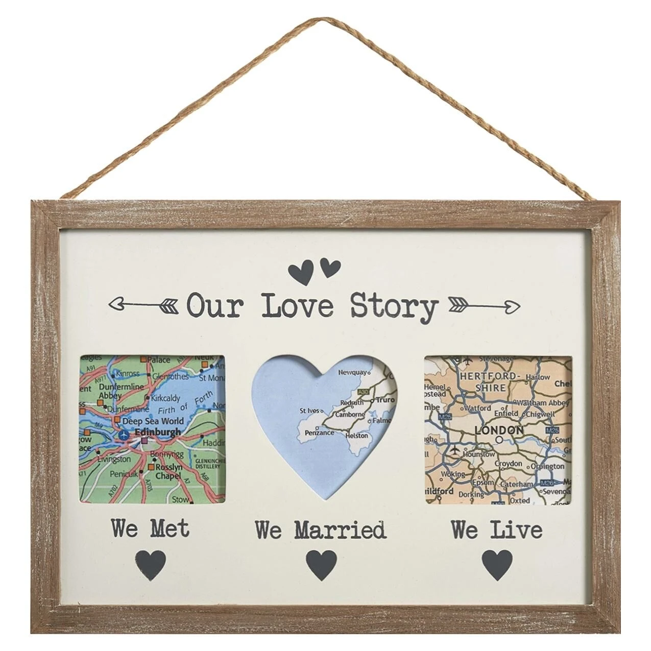Transomnia ‘Our Love Story’ Triple Map Frame 4 Transomnia ‘Our Love Story’ Triple Map Frame - Image 2