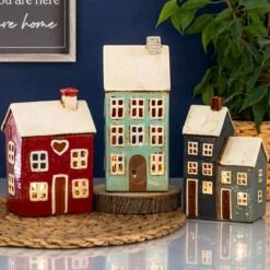 Shudehill Village Pottery Light Grey House Tealight Holder -Home Furnishings Store village pottery range lifestyle 2023 3