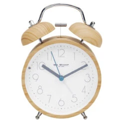 Widdop & Co Wood Effect Double Bell Alarm Clock