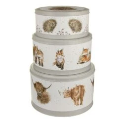 Wrendale Set Of 3 Cake Tins (Cow, Fox, Hedgehog)