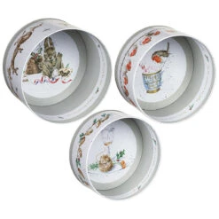 Wrendale Christmas Set Of 3 Nesting Cake Tins -Home Furnishings Store wrendale ctn003 christmas set of three nesting cake tins 4