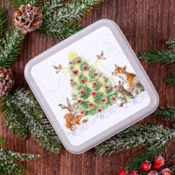 Wrendale 'A Woodland Christmas' Square Tin -Home Furnishings Store wrendale designs tn026 a woodland christmas tin lifestyle 2