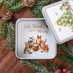 Wrendale 'A Woodland Christmas' Square Tin -Home Furnishings Store wrendale designs tn026 a woodland christmas tin lifestyle