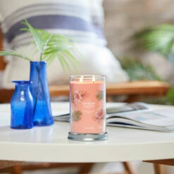 Yankee Candle Tropical Breeze Signature Large Tumbler Candle -Home Furnishings Store yankee candle 1630053e tropical breeze signature large tumbler candle lifestyle 1